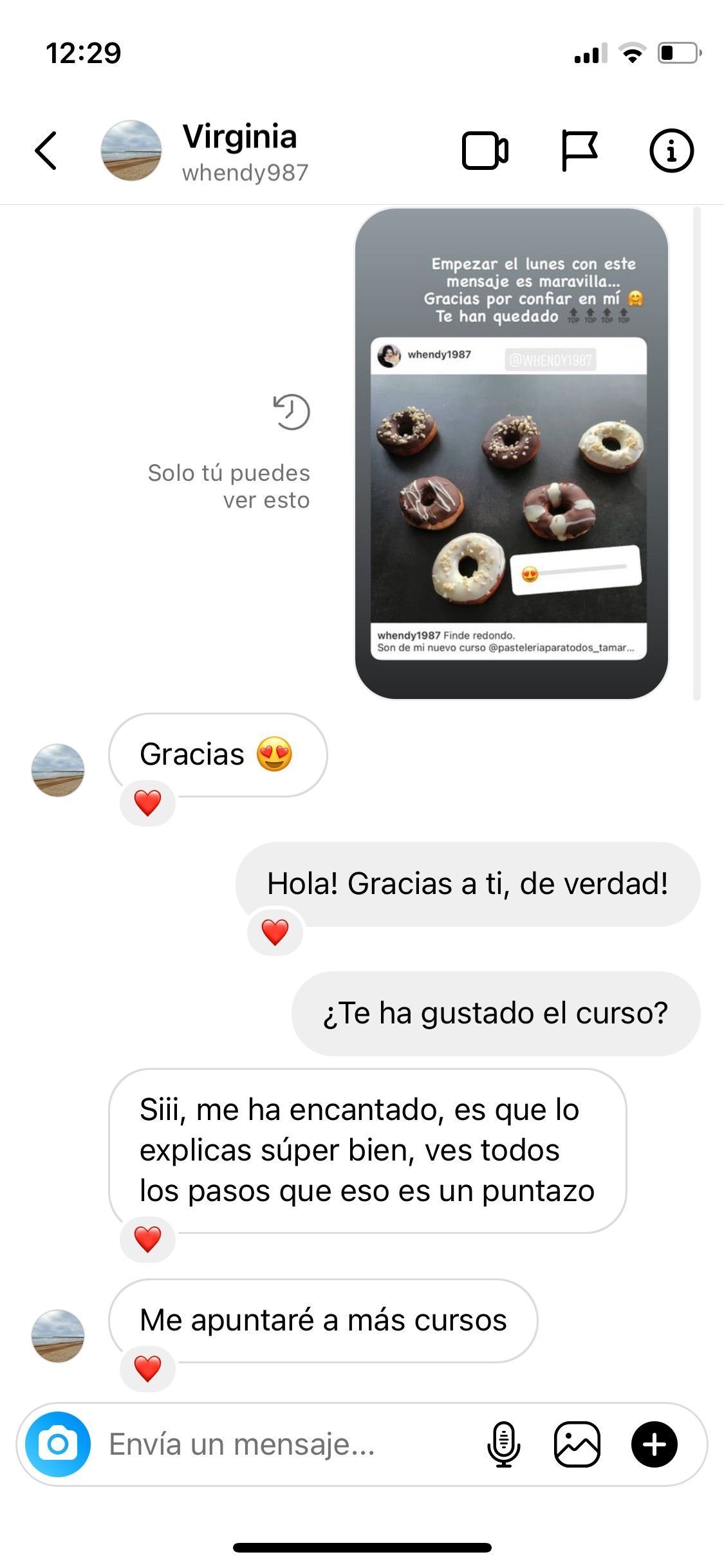 Mensaje real de una alumna