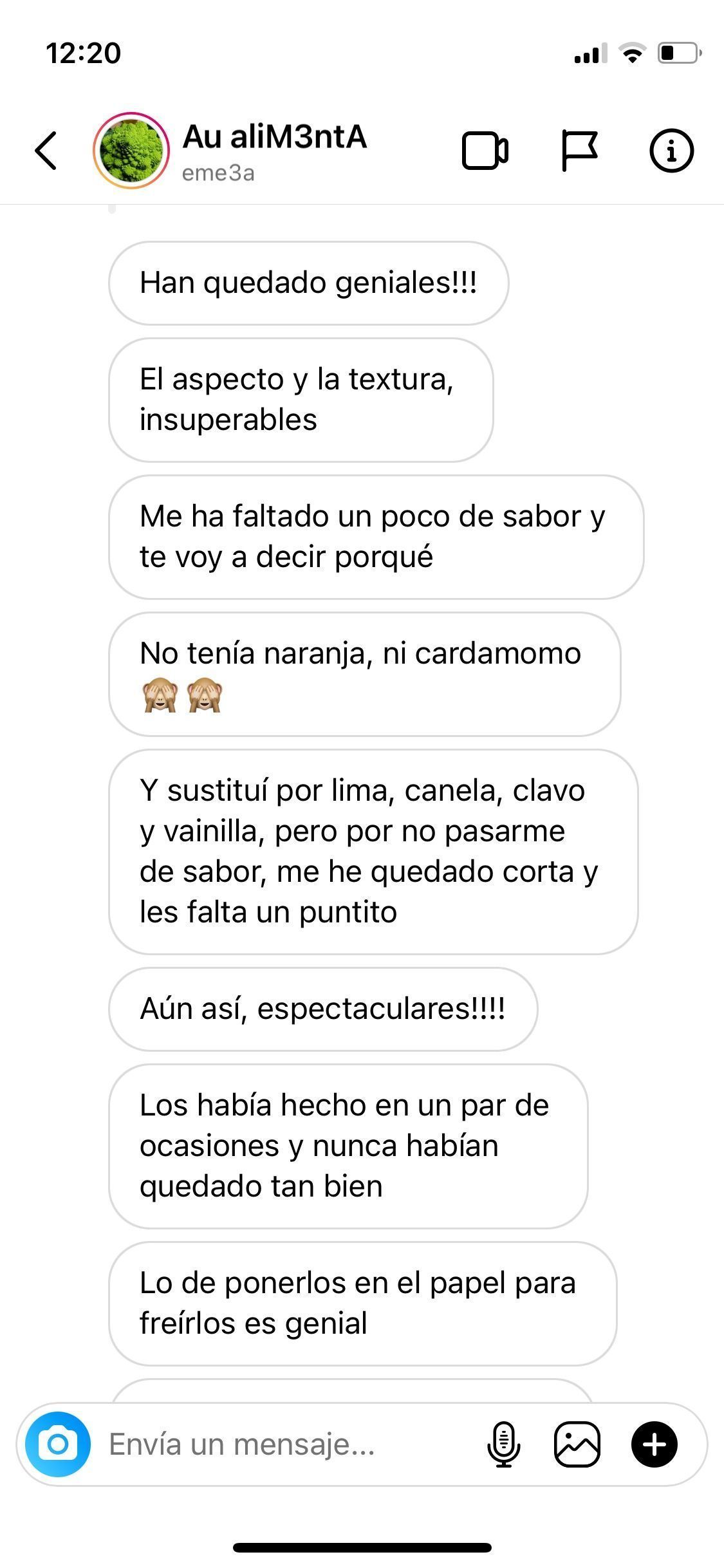 Mensaje real de una alumna